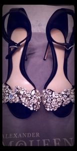 Alexander McQueen Suede High Sandels with Crystals